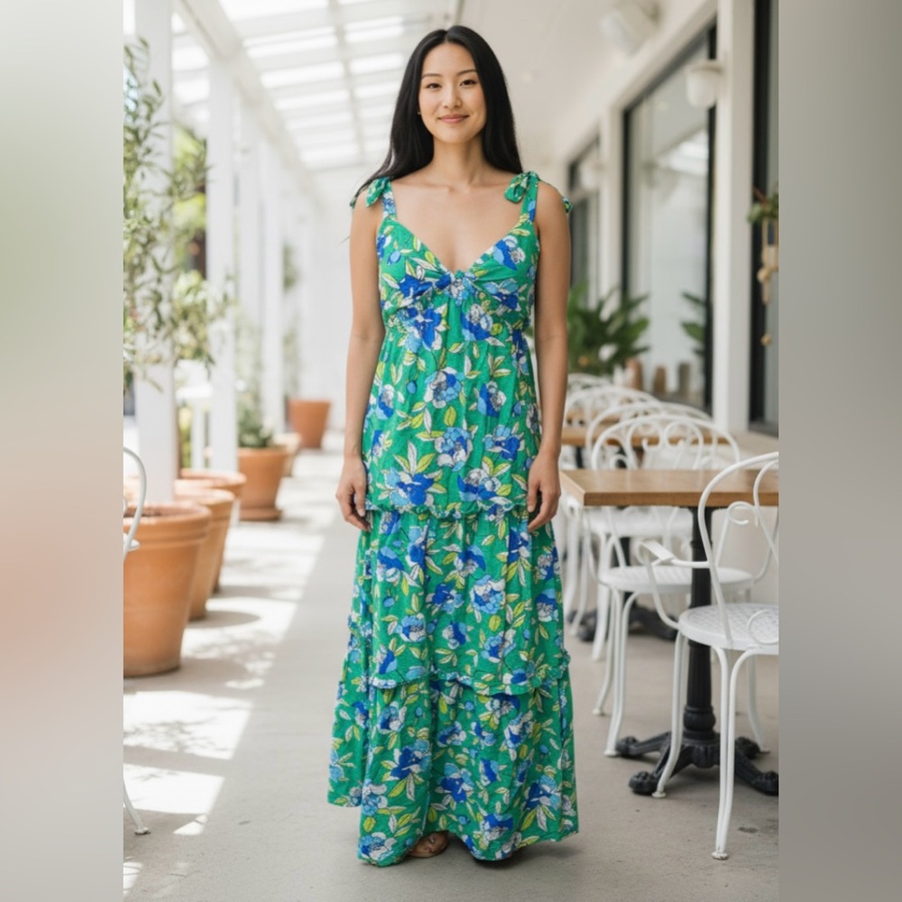 18-NWOT Floral Green and Blue Women's Dress